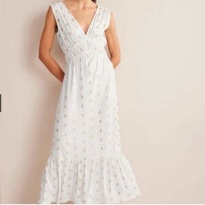 Boden White and Gold Maxi Dress